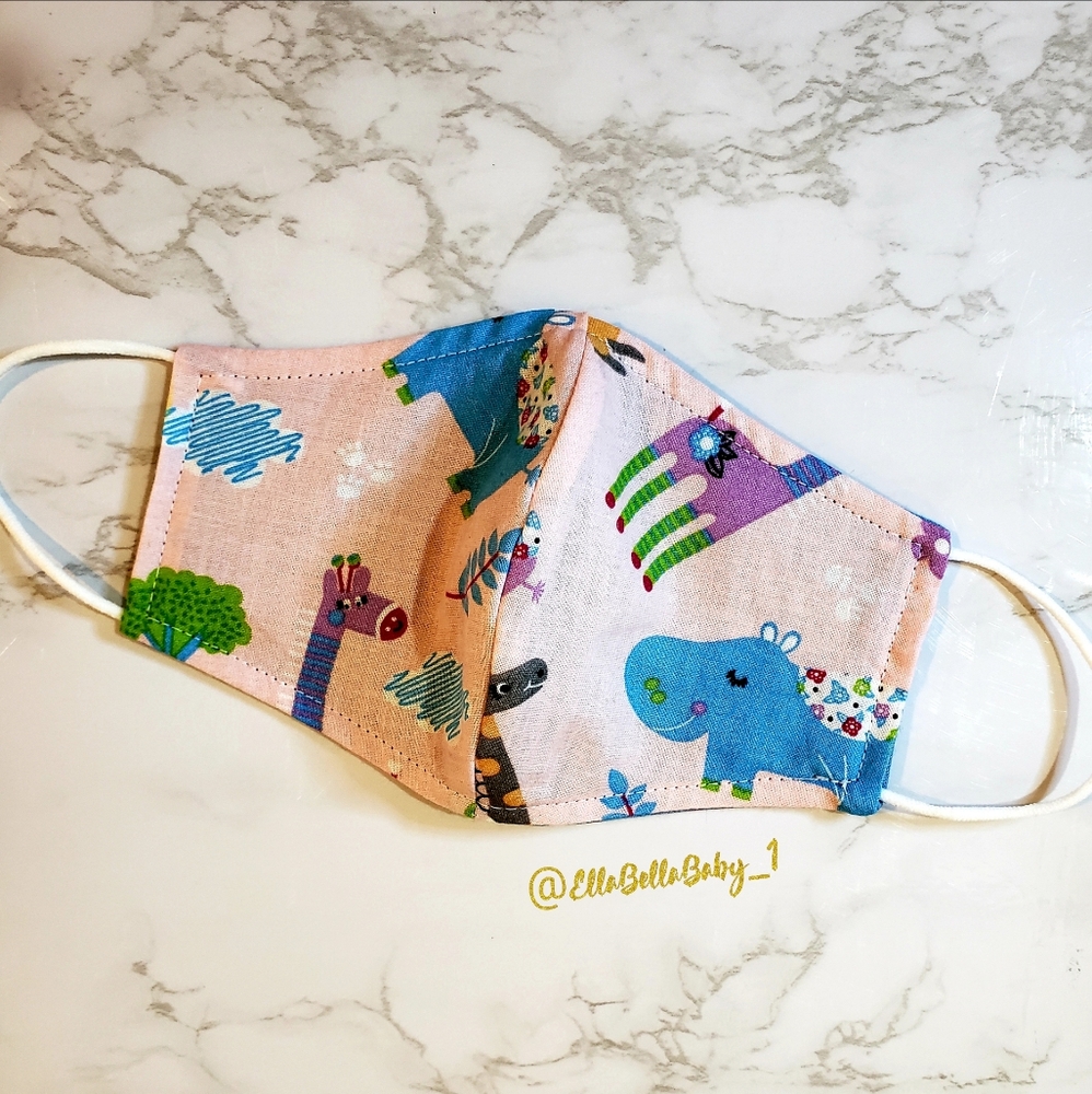 Animal Fabric Face Mask Kids Filter Cotton Reuse